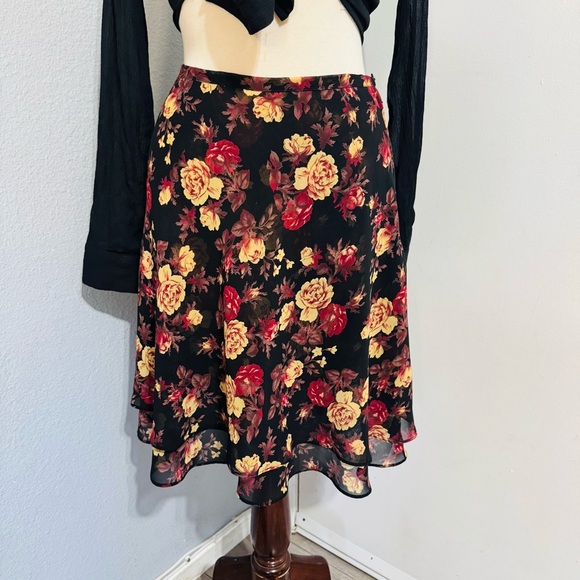 Compagnie Internationale Express Vintage Floral Short Skater Y2K Skirt Ruffled M - Picture 4 of 15
